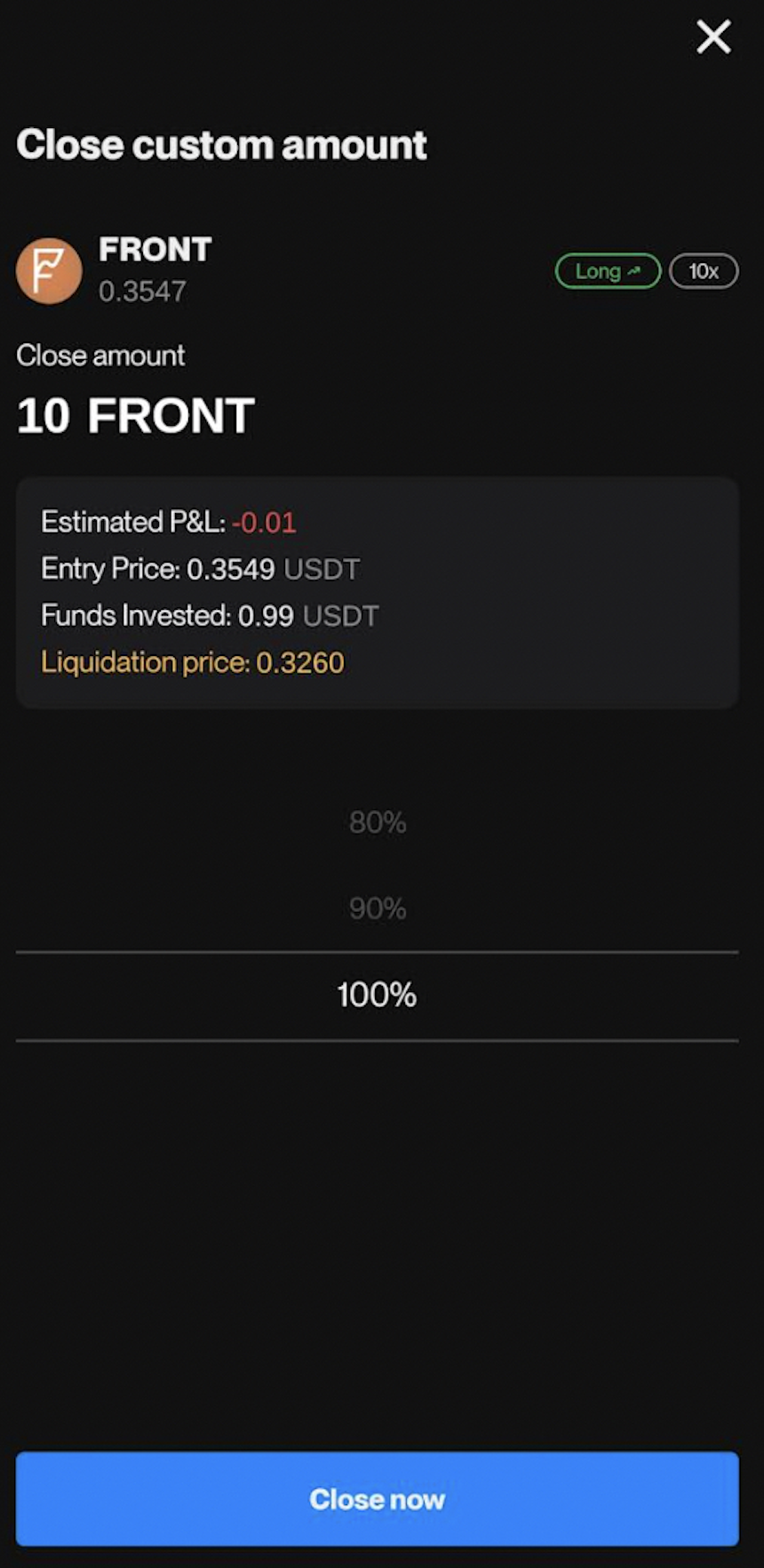 Close Custom Amount