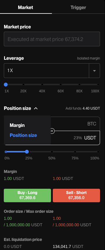 Market Order with Position Size