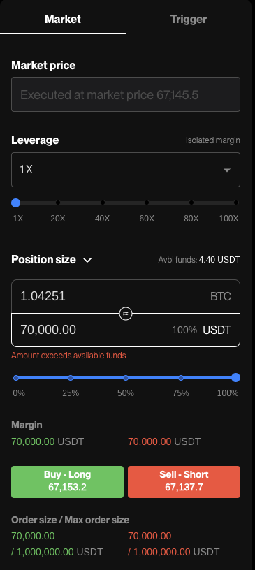 Placing Market Orders using Position Size