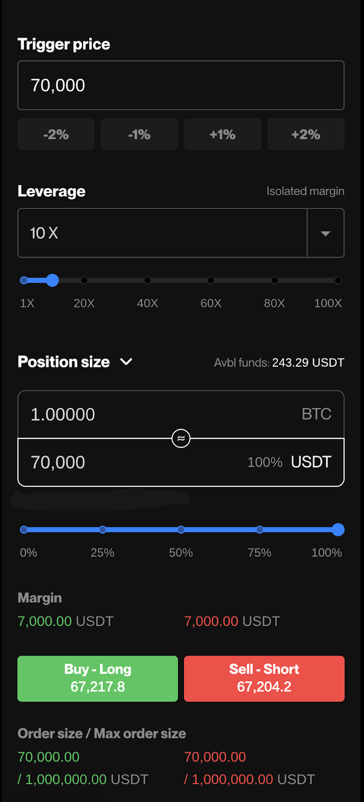 Placing Trigger Orders using Position Size